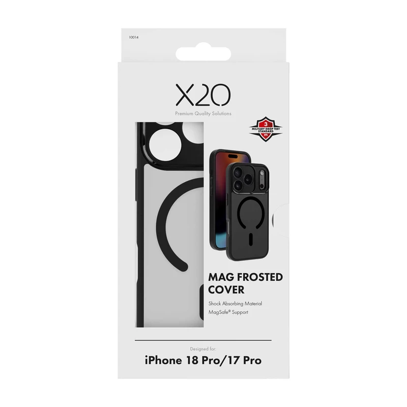 X2O Mag Frosted Cover Apple iPhone 18 Pro/17 Pro Frostet/Sort - 3410014