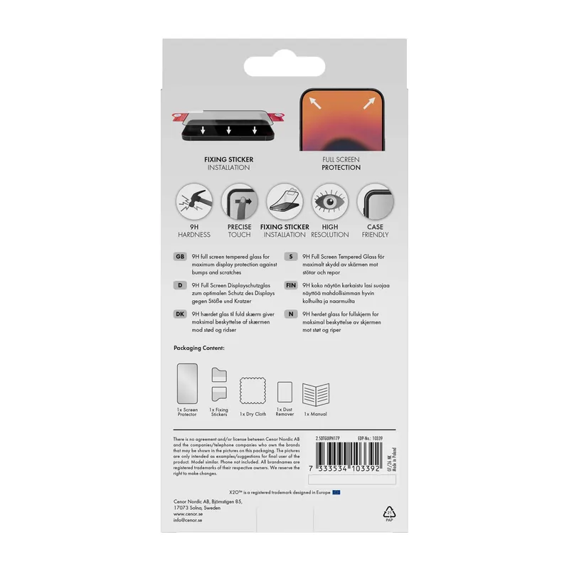 X2O Full Screen Beskyttelsesglas Apple iPhone 18 Pro/17 Pro/16 Pro - 3410339