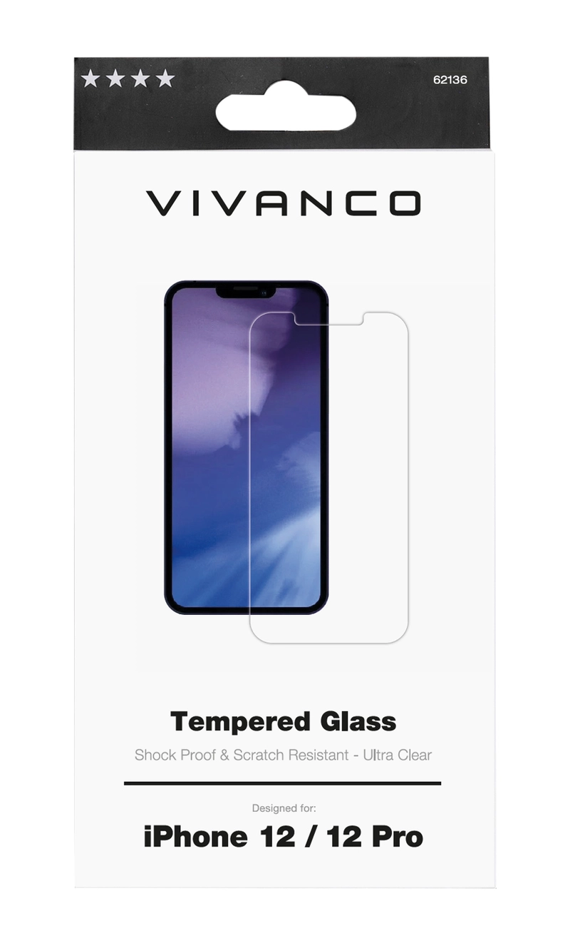 Vivanco Hærdet beskyttelsesglas 9H iPhone 12 / 12 Pro - 2862136