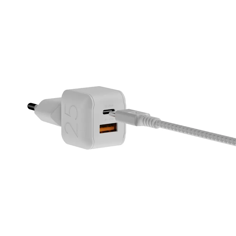 Xtorm 25W GaN3 NextGen Hjemmeoplader USB-C/A GRS Hvid - 9510370