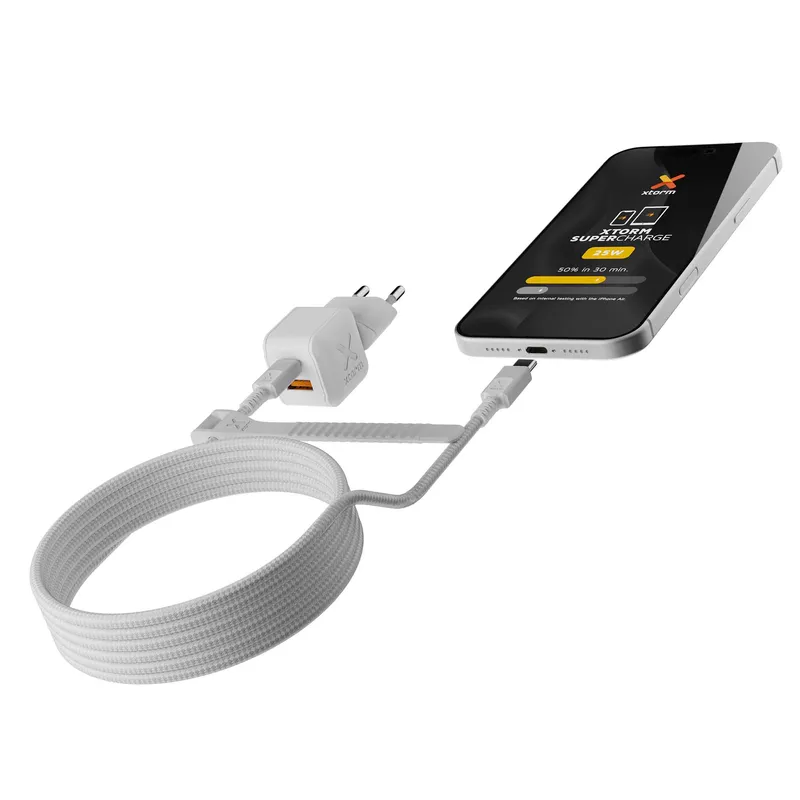 Xtorm 25W GaN3 NextGen Hjemmeoplader USB-C/A GRS Hvid - 9510370