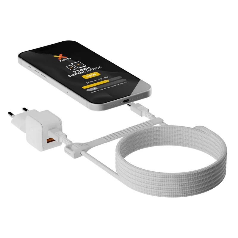 Xtorm 25W GaN3 NextGen Hjemmeoplader USB-C/A GRS Hvid - 9510370
