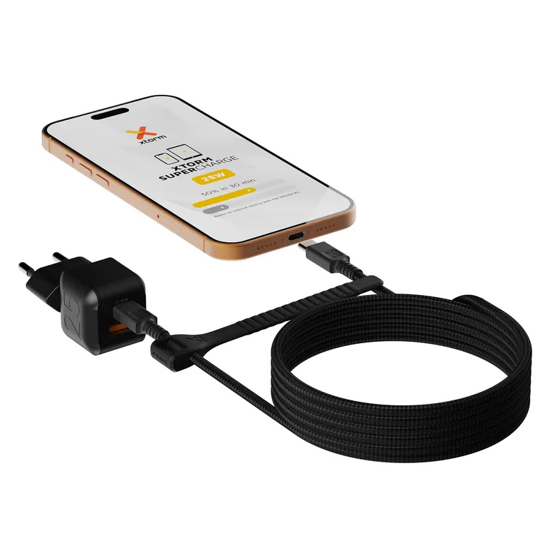 Xtorm 25W GaN3 NextGen Hjemmeoplader USB-C/A GRS Sort - 9510371