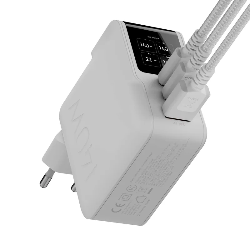Xtorm 140W GaN3 NextGen Hjemmeoplader USB-C/C/A GRS Hvid - 9510376