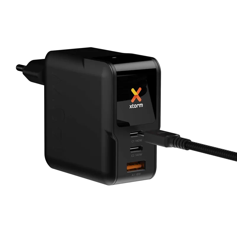 Xtorm 140W GaN3 NextGen Hjemmeoplader USB-C/C/A GRS Sort - 9510377