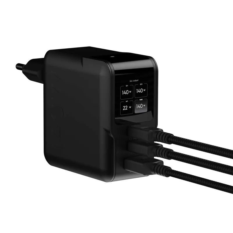 Xtorm 140W GaN3 NextGen Hjemmeoplader USB-C/C/A GRS Sort - 9510377