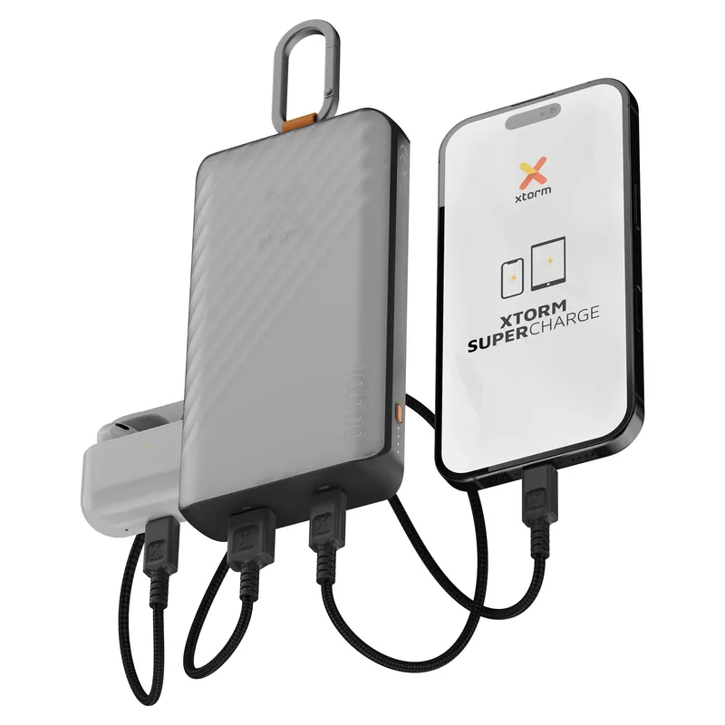 Xtorm Solcell Power Bank USB-A/C 10.000mAh/20W med lommelygte Sort - 9510355