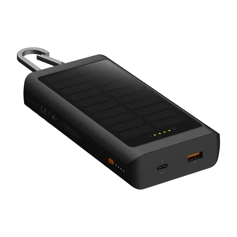 Xtorm Solcell Power Bank USB-A/C 10.000mAh/20W med lommelygte Sort - 9510355