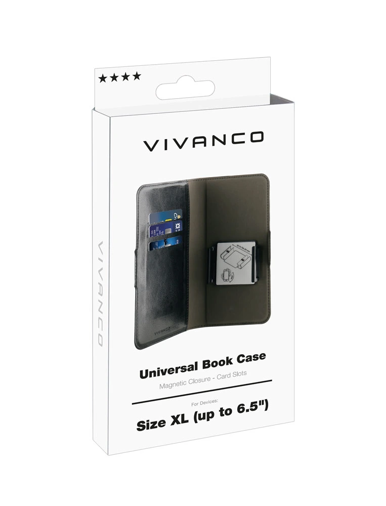 Vivanco Universal Tegnebogsetui XL 3-kort Sort - 2862367