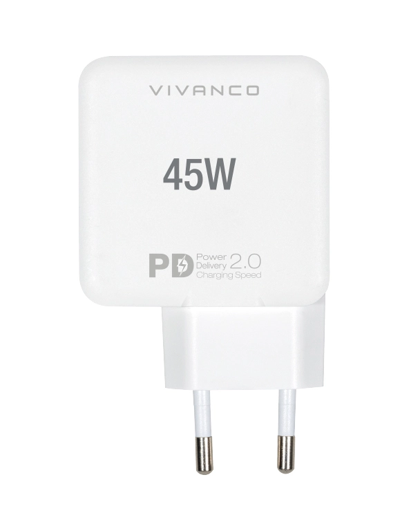 Vivanco Super Hurtig 2x USB-C PD 45W Hjemoplader Hvid - 2863197