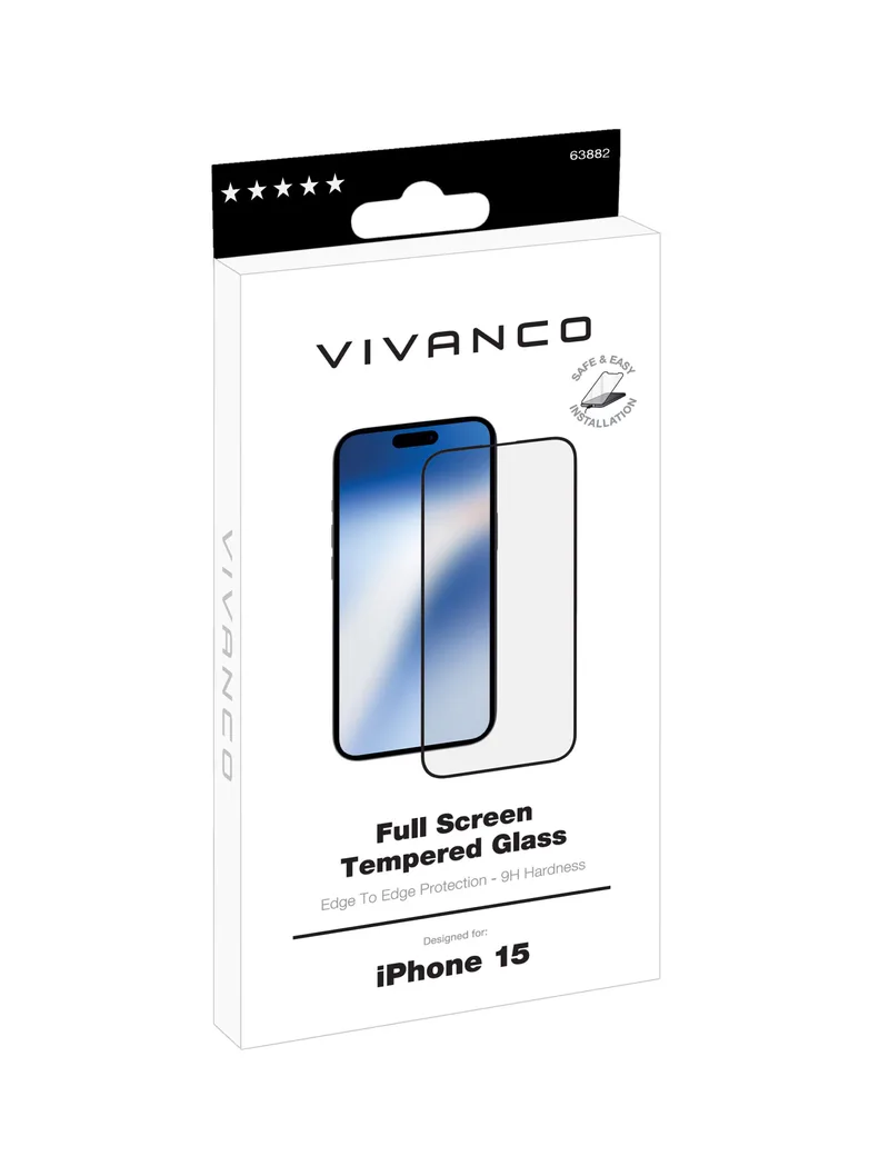 Vivanco Fuldskærm Beskyttelsesglas 9H iPhone 15 - 2863882