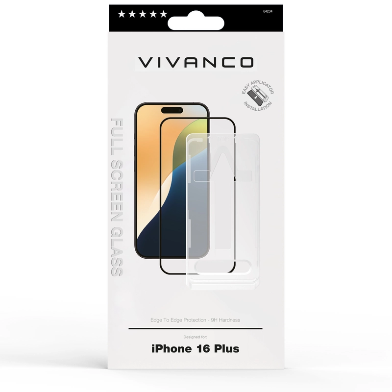 Vivanco Fuldskærm Beskyttelsesglas 9H iPhone 16 Plus - 2864234