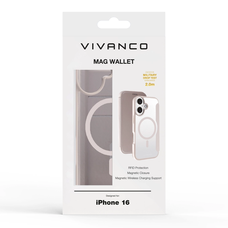 Vivanco Mag Wallet iPhone 16 Greige - 2864249