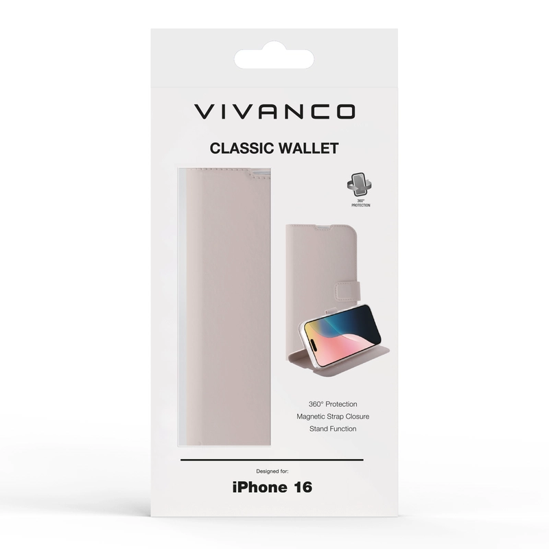 Vivanco Classic Wallet iPhone 16 Greige - 2864252