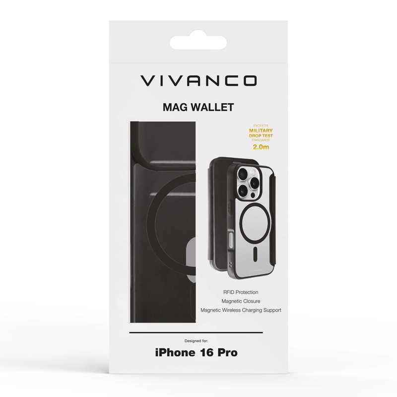 Vivanco Mag Wallet iPhone 16 Pro Sort - 2864254