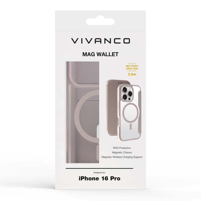 Vivanco Mag Wallet iPhone 16 Pro Greige - 2864255