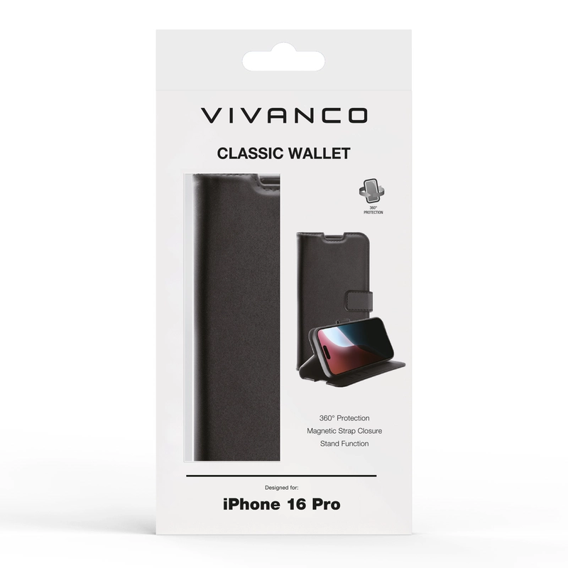Vivanco Classic Wallet iPhone 16 Pro Sort - 2864257