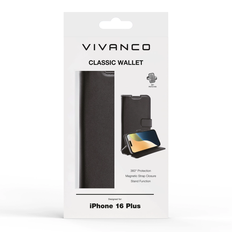 Vivanco Classic Wallet iPhone 16 Plus Sort - 2864261