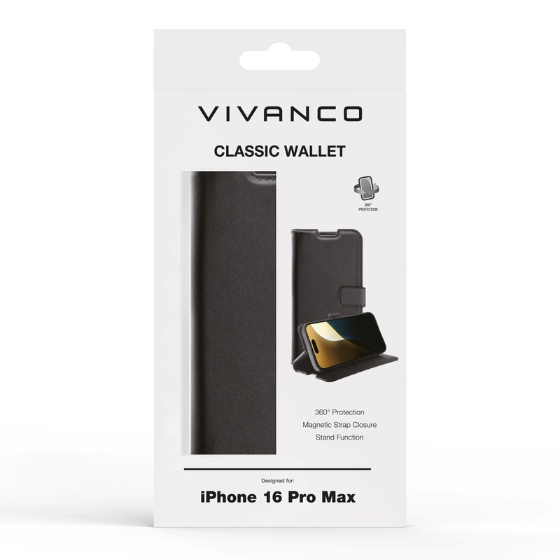 Vivanco Classic Wallet iPhone 16 Pro Max Sort - 2864264