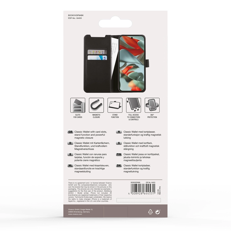 Vivanco Classic Wallet Google Pixel 9a Sort - 2864453