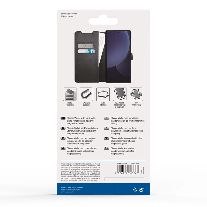Vivanco Classic Wallet Samsung Galaxy S25 Ultra Sort - 2864504