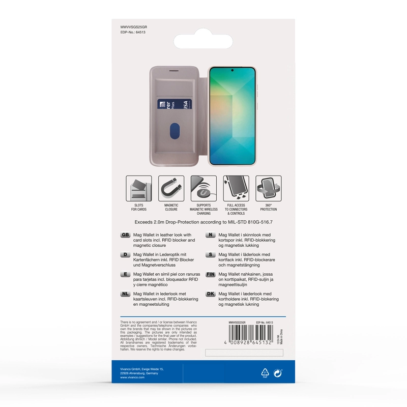 Vivanco Mag Wallet Samsung Galaxy S25 Greige - 2864513