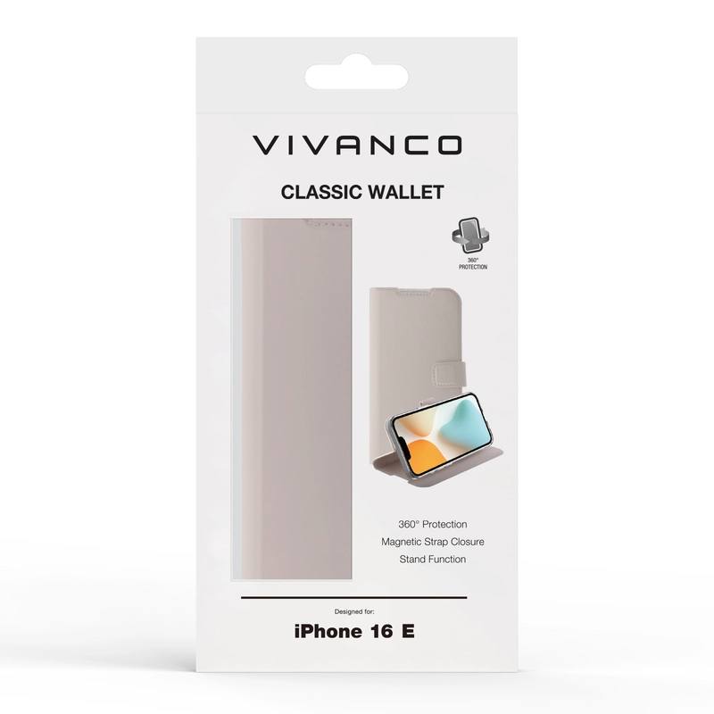 Vivanco Classic Wallet Apple iPhone 17e/16e Greige - 2864533
