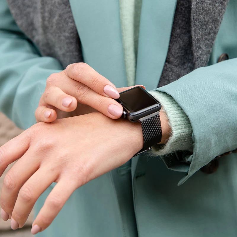 Burga Metal Mesh Black - Apple Watch 42/44/45/46/49mm Metal urrem - 2178229