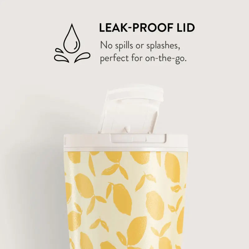 Burga Lemon Tart - Termokop 500ml med Låg/Sugerør sæt - 2950282