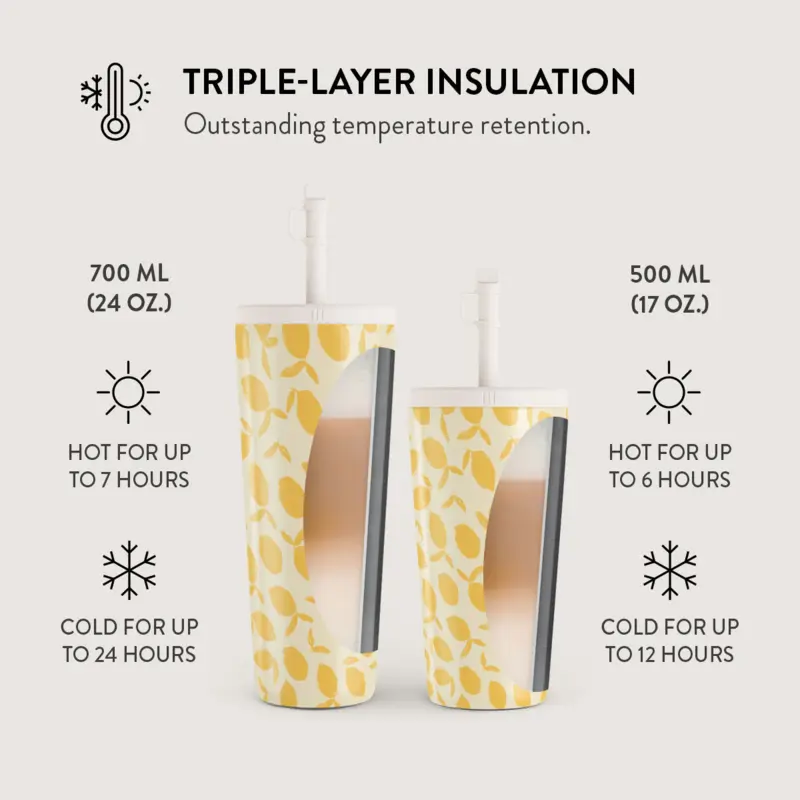 Burga Lemon Tart - Termokop 500ml med Låg/Sugerør sæt - 2950282