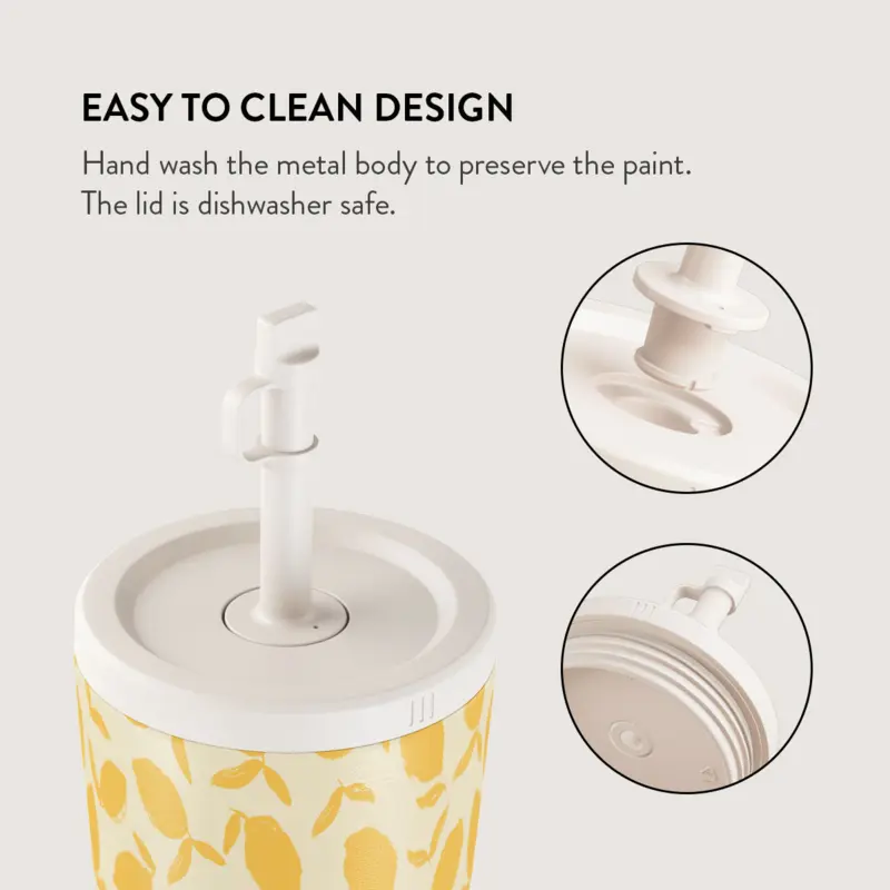 Burga Lemon Tart - Termokop 500ml med Låg/Sugerør sæt - 2950282