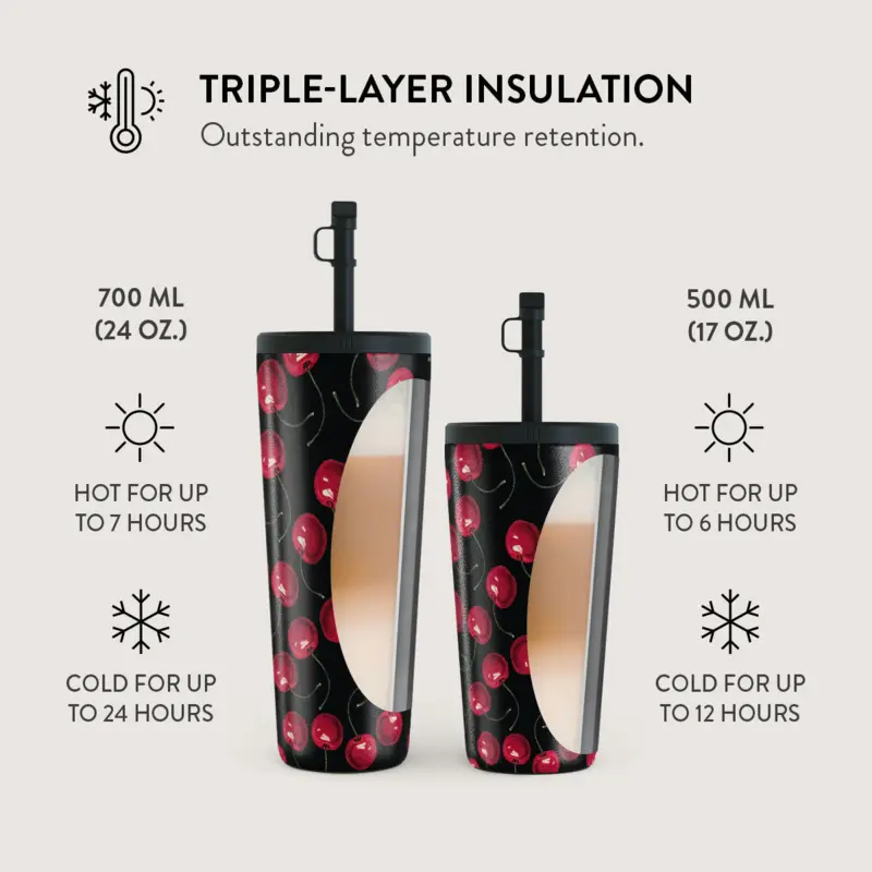 Burga Cherrybomb - Termokop 500ml med Låg/Sugerør sæt - 2950404